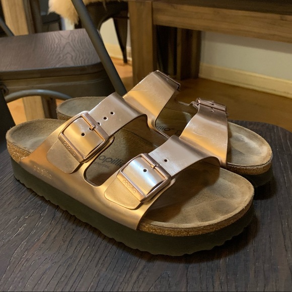 gold platform birkenstocks